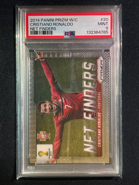 2014 Prizm FIFA World Cup CRISTIANO RONALDO Net Finders Base #20 PSA 9 (785)