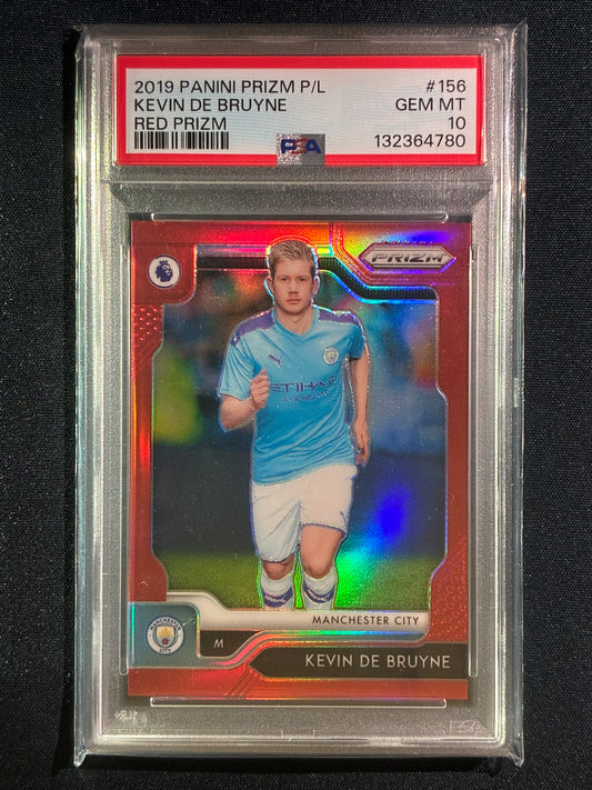 2019-20 Prizm EPL KEVIN DE BRUYNE Red Prizm 22/149 #156 PSA 10 (780)