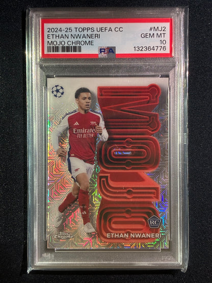 2024-25 Topps UEFA UCL ETHAN NWANERI Rookie Mojo Chrome SSP #2 PSA 10 (776)
