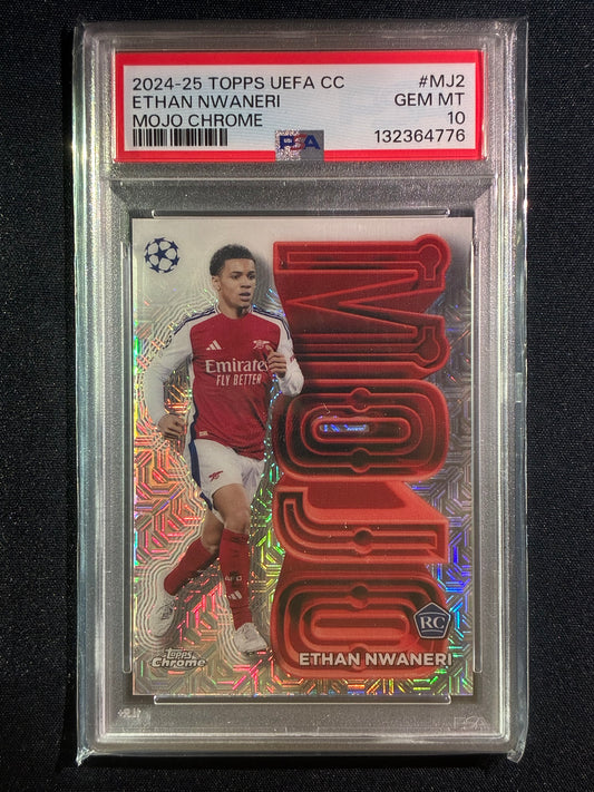 2024-25 Topps UEFA UCL ETHAN NWANERI Rookie Mojo Chrome SSP #2 PSA 10 (776)