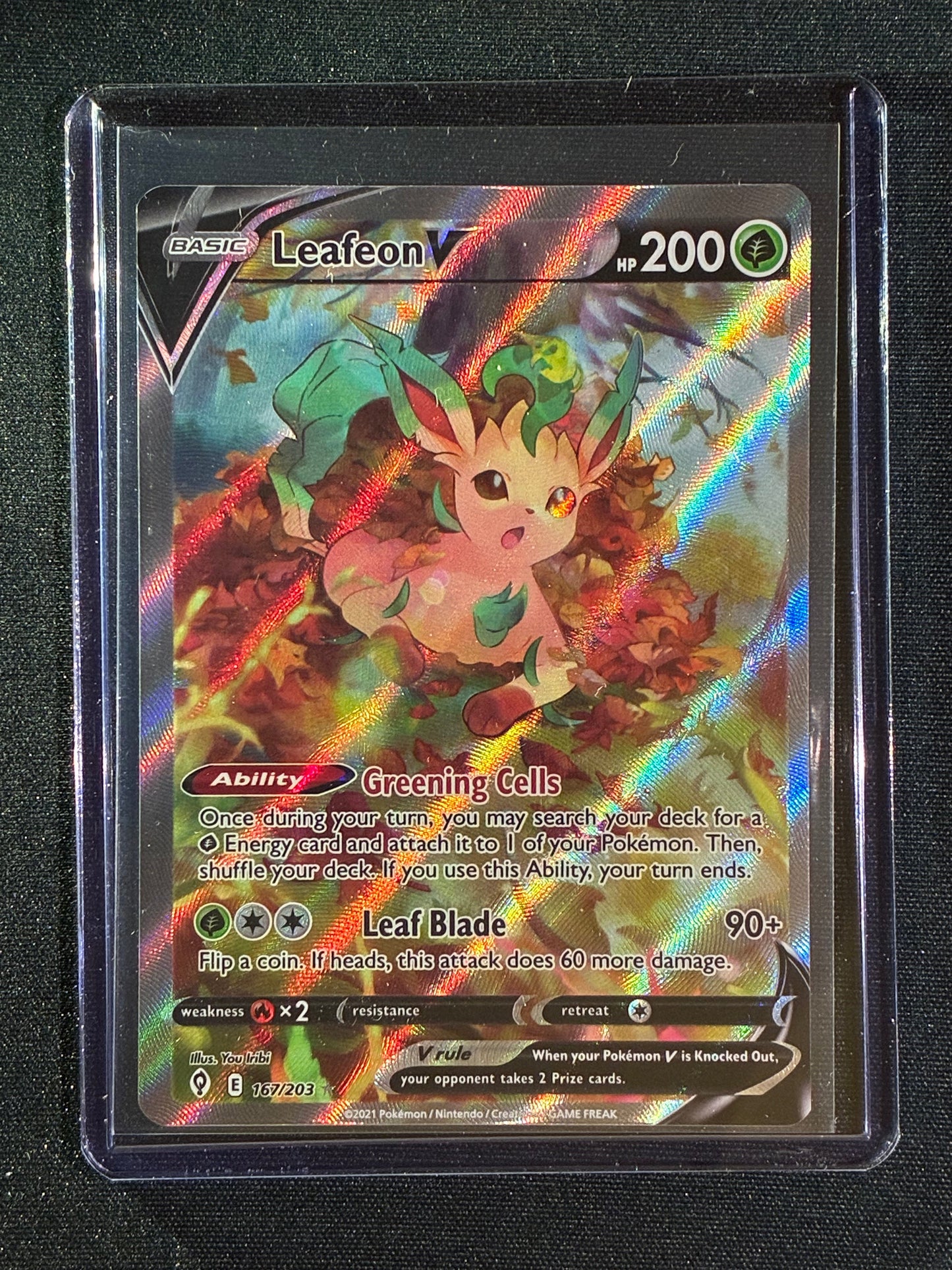2021 Pokemon Evolving Skies LEAFEON V Alternate Full Art Ultra Rare 167/203