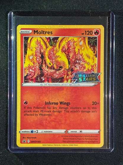 2022 Pokemon Sword & Shield Promo MOLTRES Brilliant Stars Stamp Black Star Promo SWSH185 Shinji Kanda Art