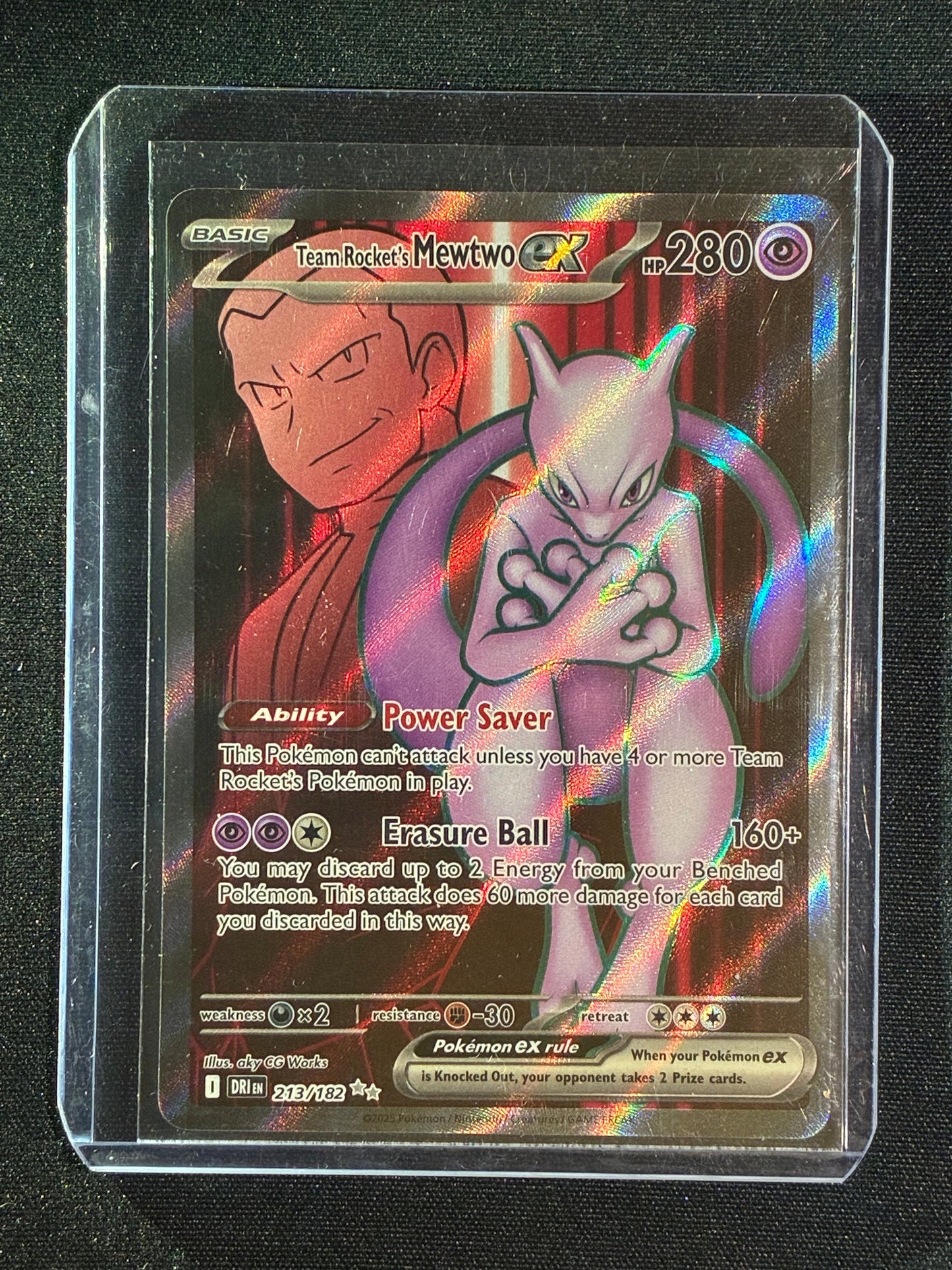 2025 Pokemon Destined Rivals TEAM ROCKET'S MEWTWO EX Full Art Ultra Rare 213/182