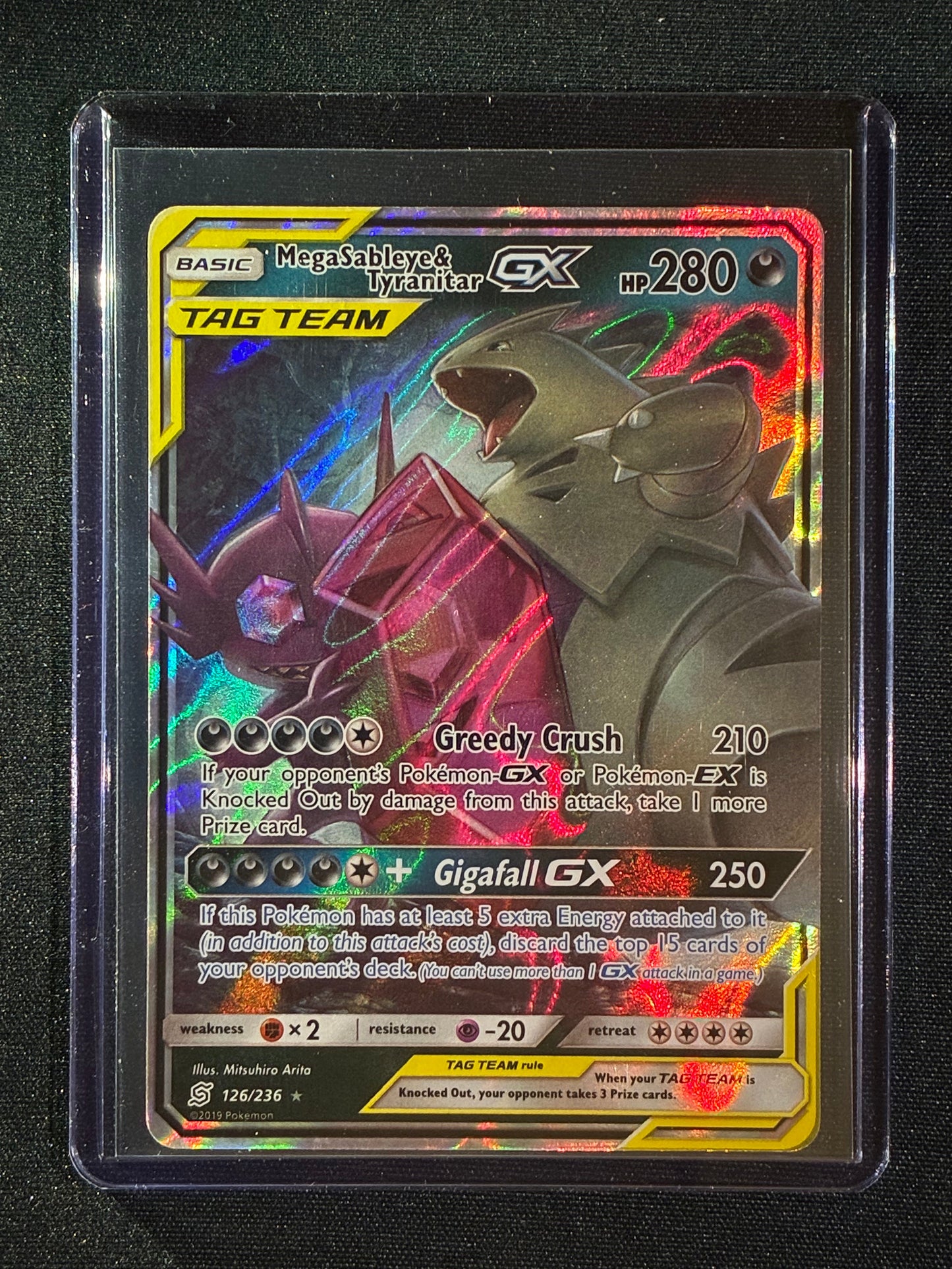 2019 Pokemon Unified Minds MEGA SABLEYE & TYRANITAR GX Tag Team Ultra Rare 126/236