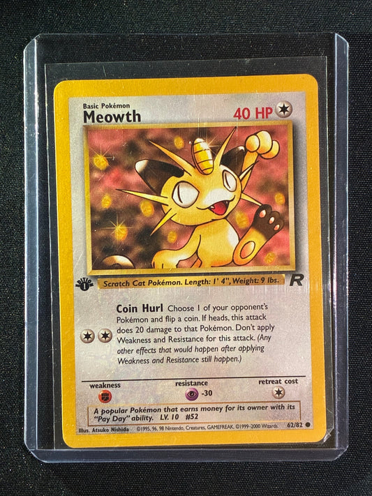 2000 Pokemon Team Rocket MEOWTH 1st Edition 62/82