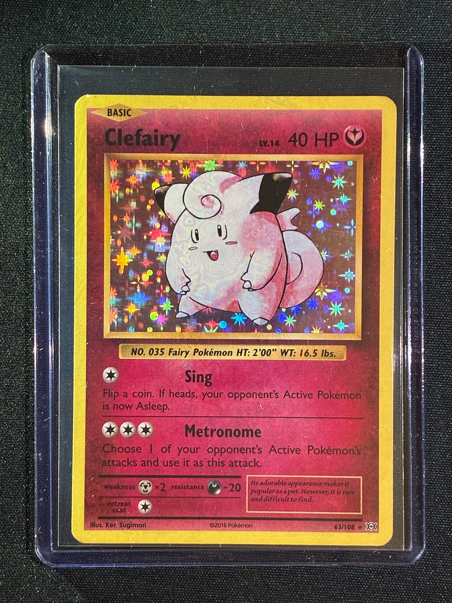 2016 Pokemon Evolutions CLEFAIRY Holo Rare 63/108