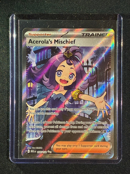 2025 Pokemon Mega Evolution Base Set ACEROLA'S MISCHIEF Full Art Ultra Rare 165/132