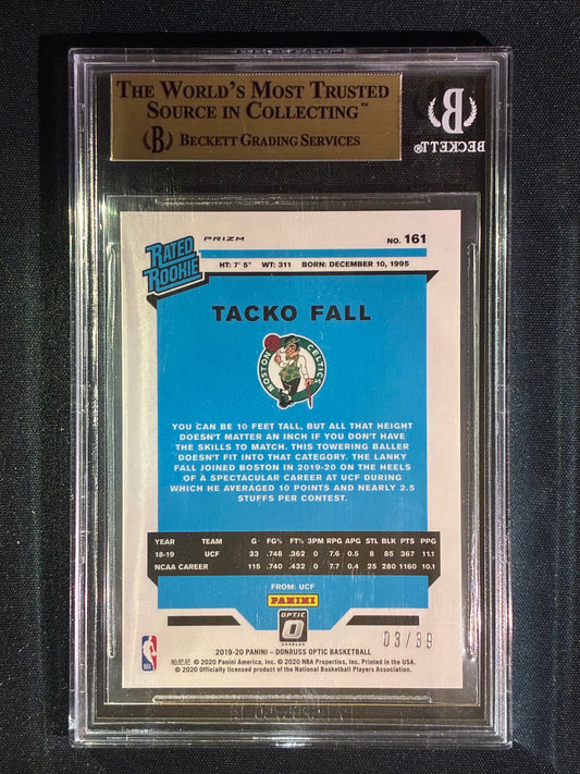 2019-20 Donruss Optic TACKO FALL Rated Rookie Black Velocity 3/39 BGS 10 (699)