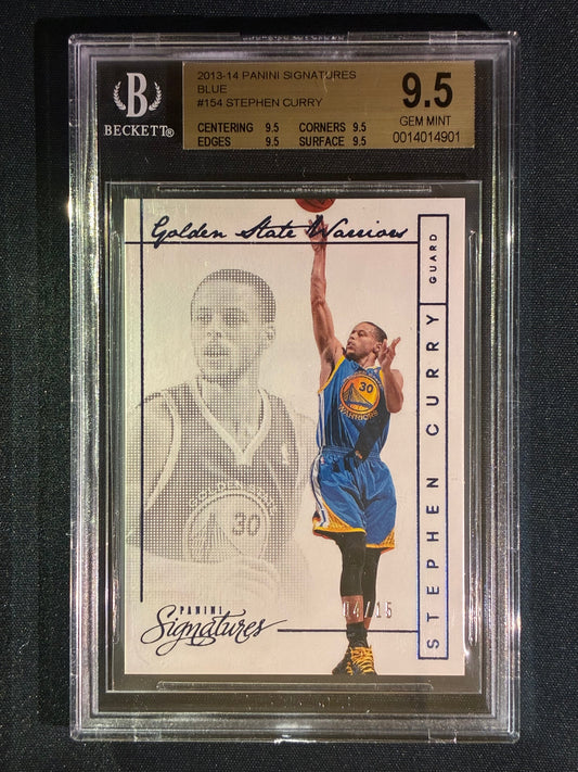2013-14 Signatures STEPHEN CURRY Blue 4/15 #154 BGS 9.5 True Gem Mint (901)