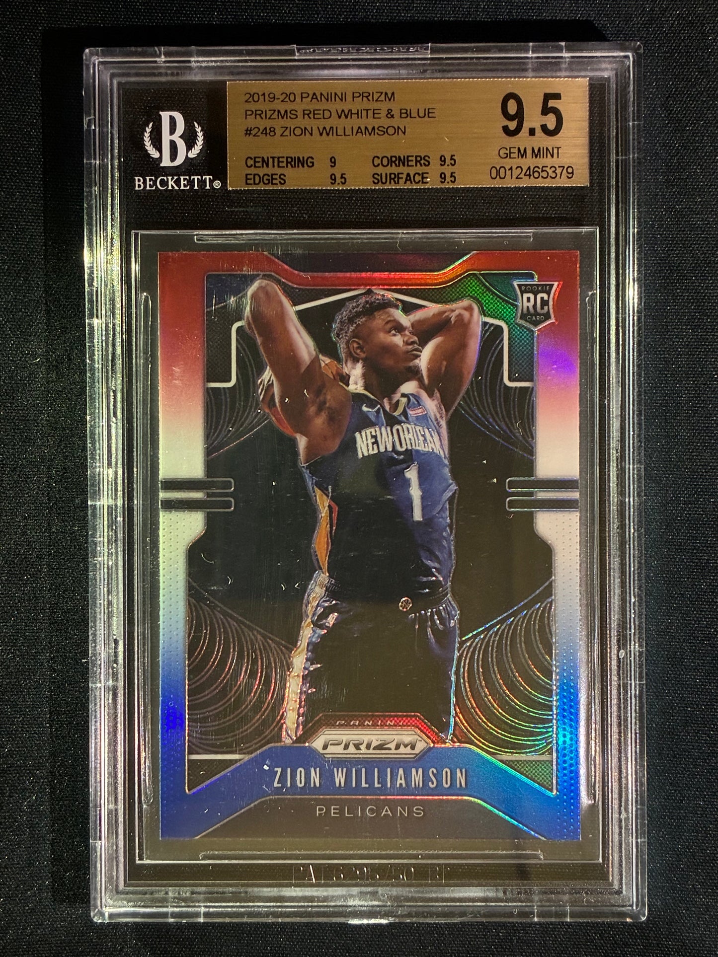 2019-20 Prizm ZION WILLIAMSON Rookie Red White and Blue #248 BGS 9.5 (379)