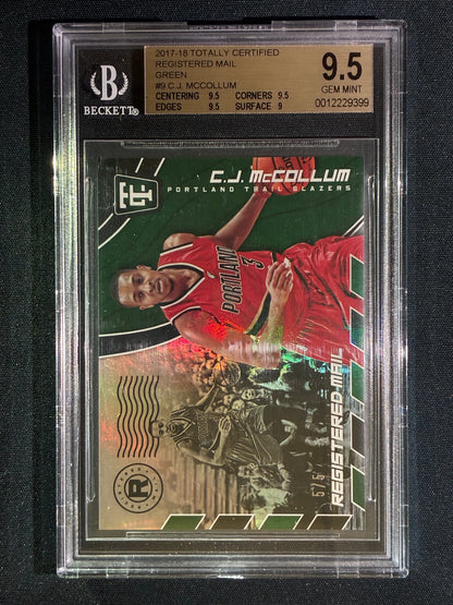 2017-18 Totally Certified C.J. MCCOLLUM Registered Mail Green 5/5 BGS 9.5 (399)