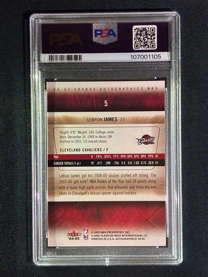 2004-05 Skybox LEBRON JAMES Autographics Foil Signature Silver #5 PSA 9 (105)
