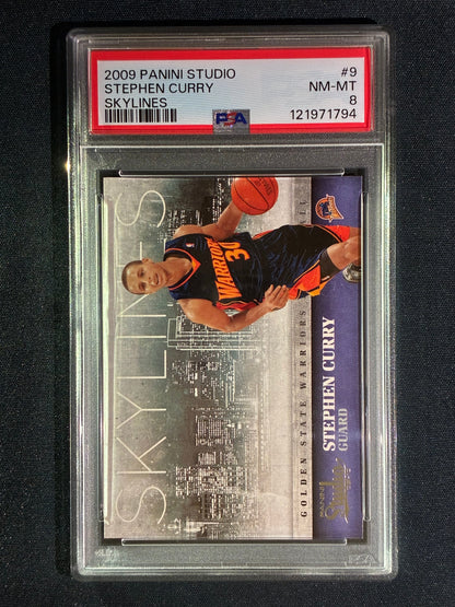 2009-10 Studio STEPHEN CURRY Skylines Rookie Base #9 PSA 8 (794)