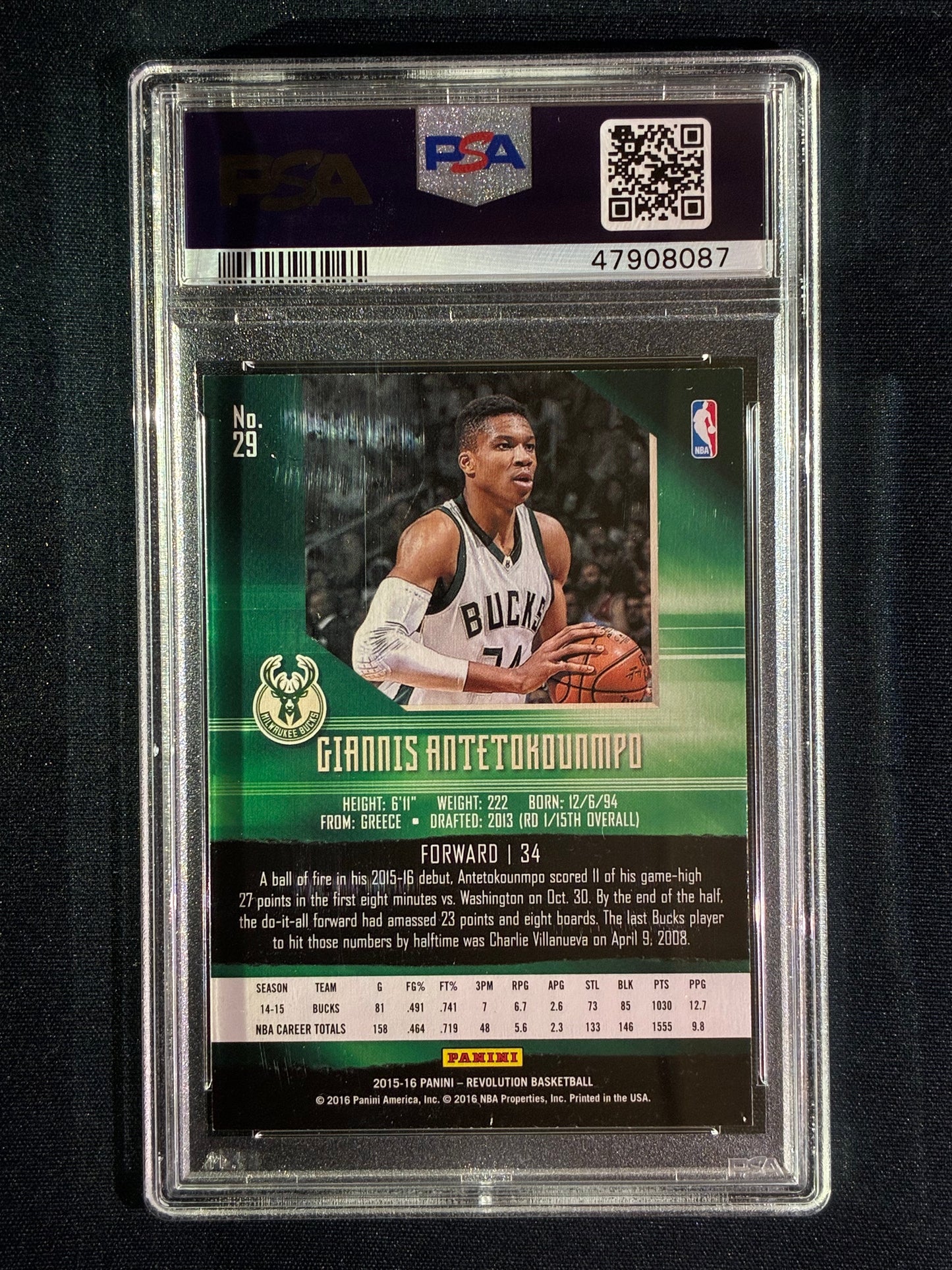 2015-16 Revolution GIANNIS ANTETOKOUNMPO Base #29 PSA 9 (087)