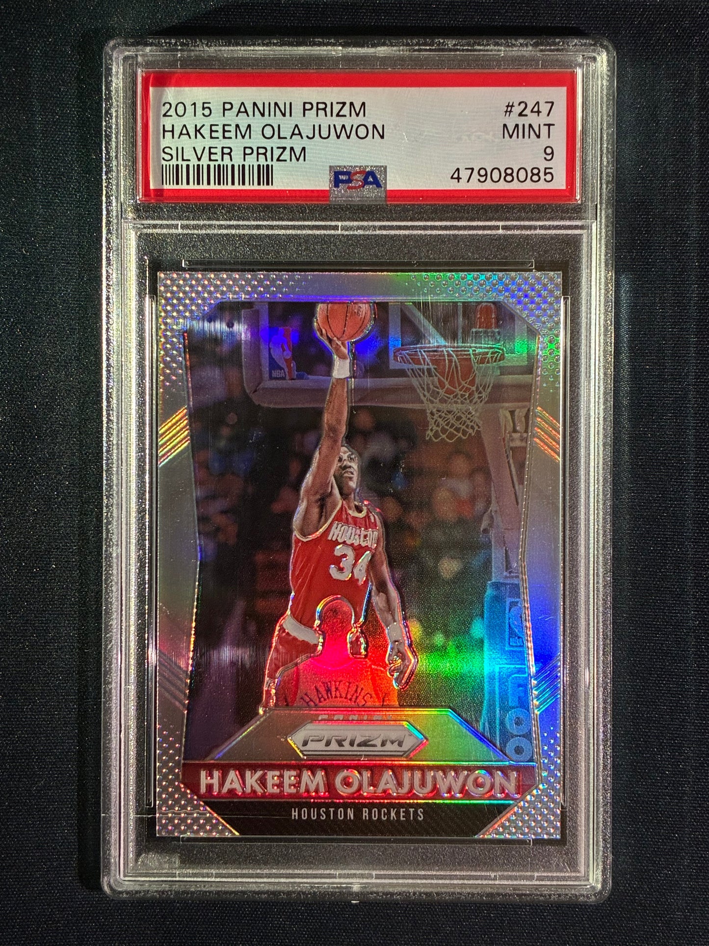2015-16 Prizm HAKEEM OLAJUWON Silver Prizm #247 PSA 9 (085)
