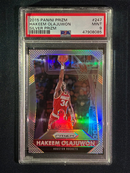 2015-16 Prizm HAKEEM OLAJUWON Silver Prizm #247 PSA 9 (085)