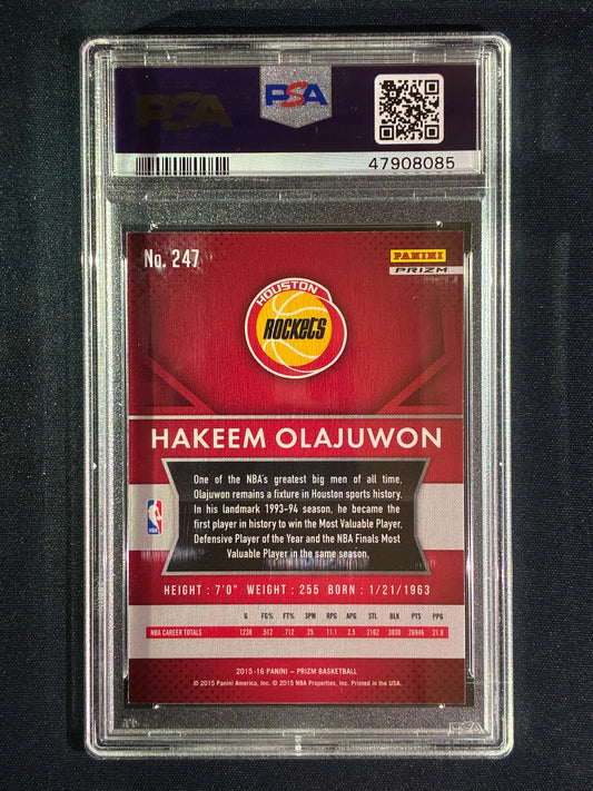 2015-16 Prizm HAKEEM OLAJUWON Silver Prizm #247 PSA 9 (085)