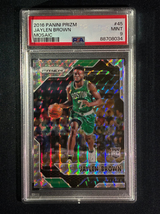 2016-17 Prizm Mosaic JAYLEN BROWN Rookie Mosaic Silver #45 PSA 9 (034)