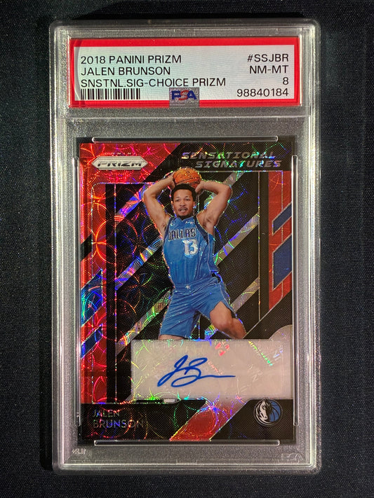 2018-19 Prizm JALEN BRUNSON Rookie Sensational Signatures Auto Choice Red #JBR PSA 8 (184)