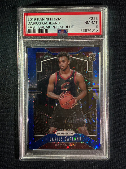 2019-20 Prizm DARIUS GARLAND Rookie Fast Break Blue Prizm 084/175 #288 PSA 8 (615)