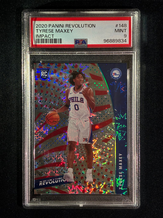 2020-21 Revolution TYRESE MAXEY Rookie Impact 112/149 #148 PSA 9 (834)