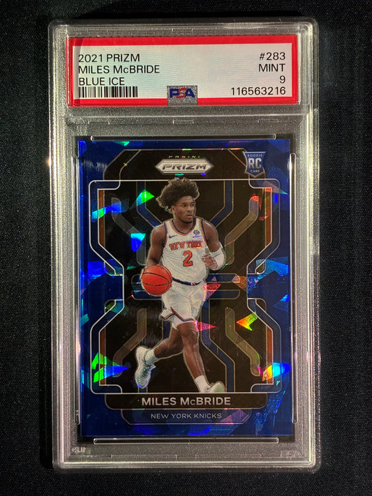 2021-22 Prizm MILES MCBRIDE Rookie Blue Ice 23/125 #283 PSA 9 (216)