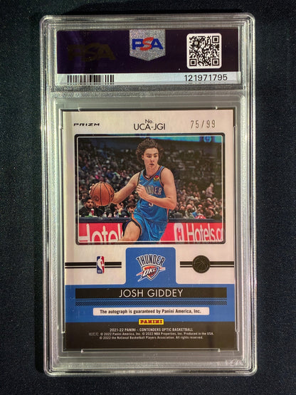2021-22 Contenders Optic JOSH GIDDEY Up and Coming Rookie Auto Silver Prizm 75/99 PSA 9 (795)