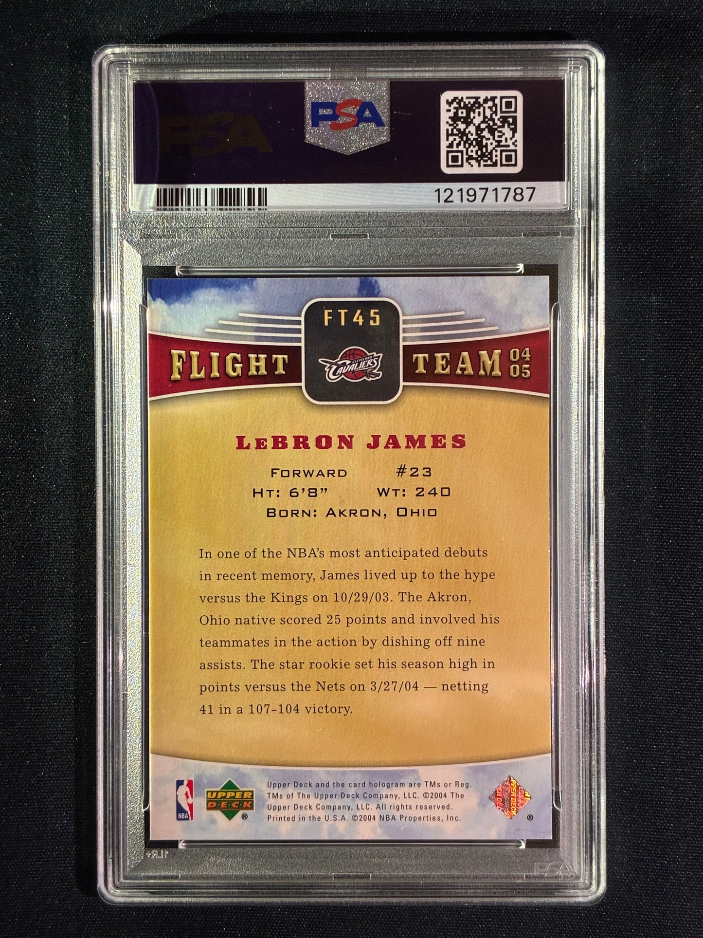 2004-05 Upper Deck LEBRON JAMES Flight Team #45 PSA 10 (787)