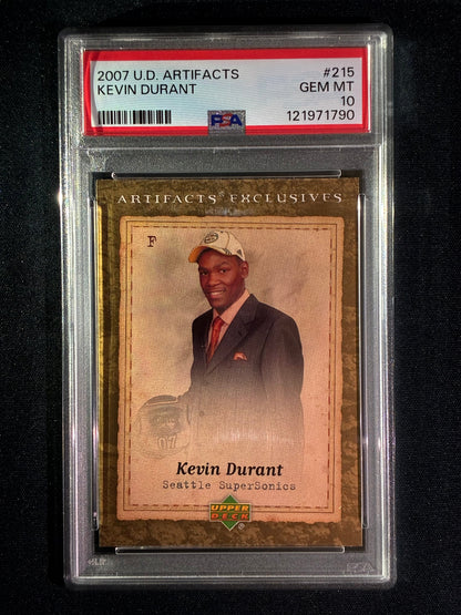 2007-08 Upper Deck Artifacts KEVIN DURANT Rookie Exclusives #215 PSA 10 (215)