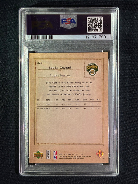 2007-08 Upper Deck Artifacts KEVIN DURANT Rookie Exclusives #215 PSA 10 (215)