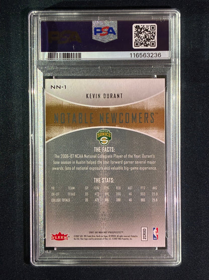 2007-08 Fleer Hot Prospects KEVIN DURANT Rookie Notable Newcomers #1 PSA 10 (236)