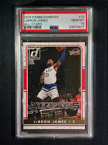 2016-17 Donruss LEBRON JAMES All-Stars Base #13 PSA 10 (617) with KOBE BRYANT