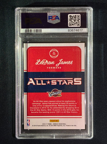 2016-17 Donruss LEBRON JAMES All-Stars Base #13 PSA 10 (617) with KOBE BRYANT