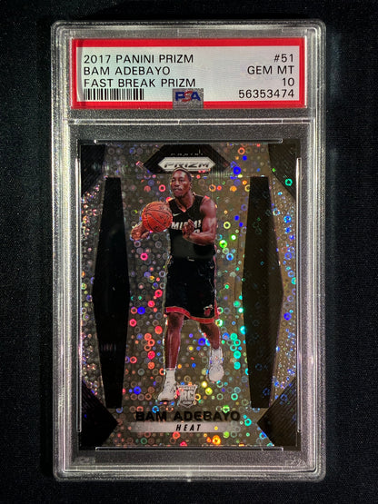 2017-18 Prizm BAM ADEBAYO Rookie Fast Break Silver Prizm #51 PSA 10 (474)