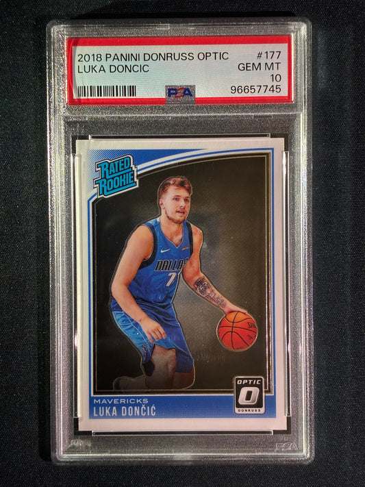 2018-19 Donruss Optic LUKA DONCIC Rated Rookie Optic Base #177 PSA 10 (745)