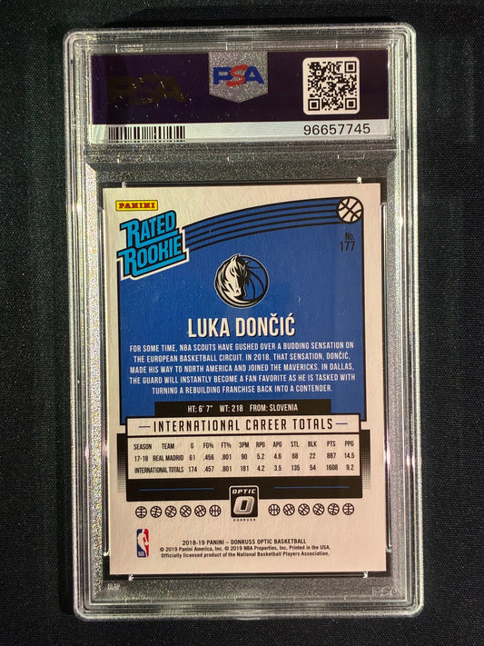 2018-19 Donruss Optic LUKA DONCIC Rated Rookie Optic Base #177 PSA 10 (745)