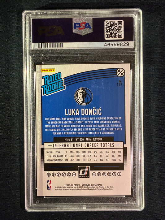 2018-19 Donruss LUKA DONCIC Rated Rookie Base #177 PSA 10 (829)