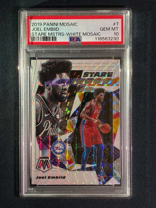 2019-20 Mosaic JOEL EMBIID Stare Masters White Mosaic 6/25 PSA 10 (230)
