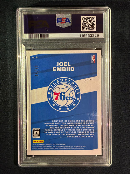 2019-20 Donruss Optic JOEL EMBIID My House! Blue Prizm 44/85 #4 PSA 10 (229)