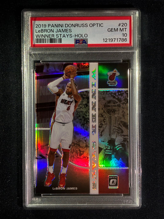 2019-20 Donruss Optic LEBRON JAMES Winner Stays Holo Silver Prizm #20 PSA 10 (786)