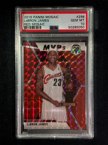 2019-20 Mosaic LEBRON JAMES MVPs Red Mosaic Prizm #298 PSA 10 (050)