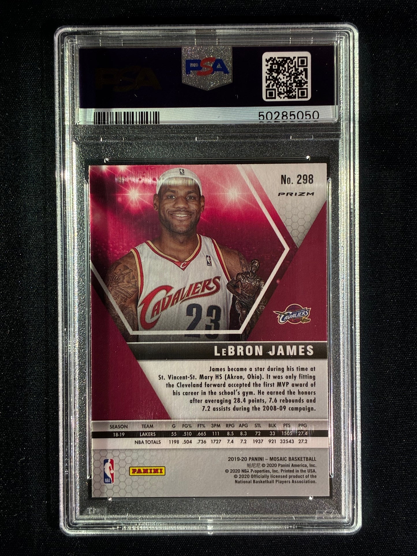 2019-20 Mosaic LEBRON JAMES MVPs Red Mosaic Prizm #298 PSA 10 (050)