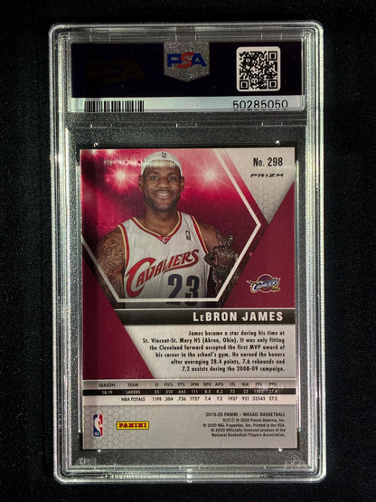 2019-20 Mosaic LEBRON JAMES MVPs Red Mosaic Prizm #298 PSA 10 (050)