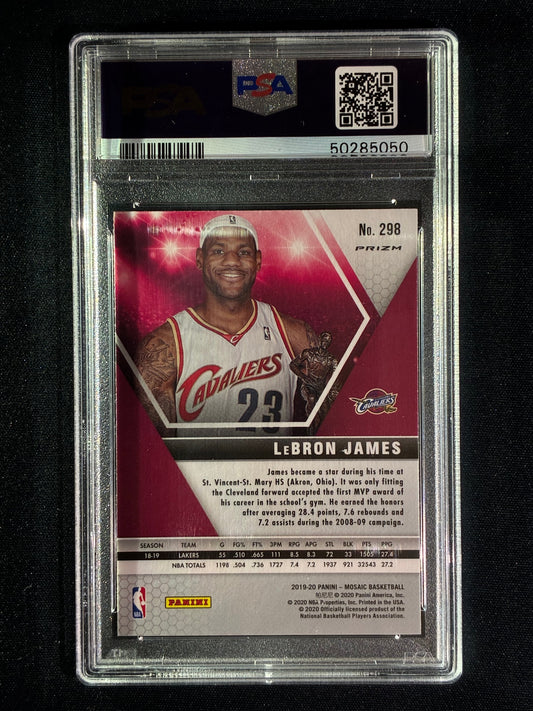 2019-20 Mosaic LEBRON JAMES MVPs Red Mosaic Prizm #298 PSA 10 (050)