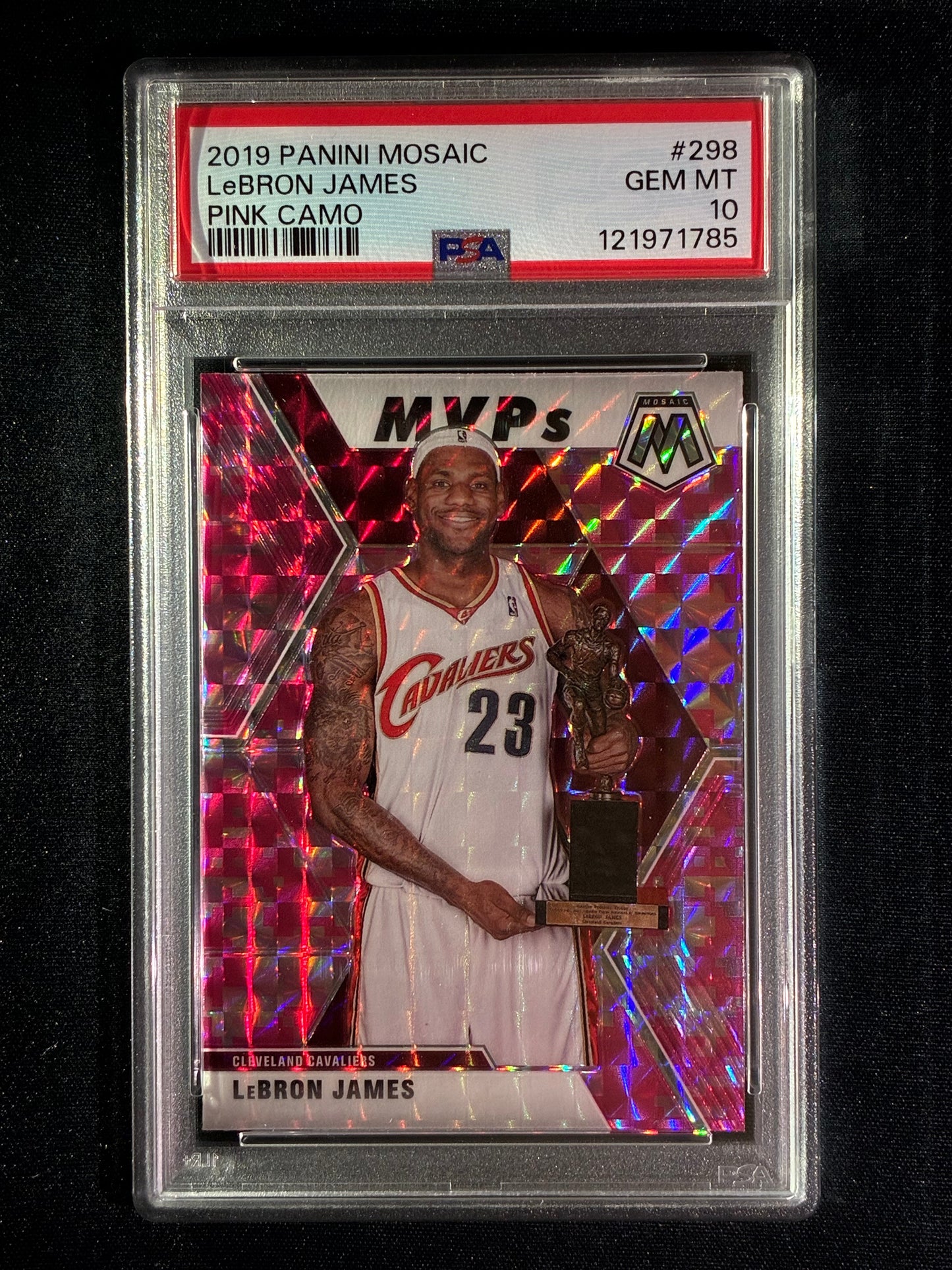 2019-20 Mosaic LEBRON JAMES MVPs Pink Camo Mosaic Prizm #298 PSA 10 (785)
