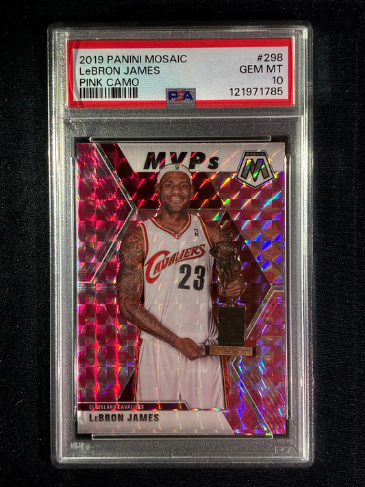 2019-20 Mosaic LEBRON JAMES MVPs Pink Camo Mosaic Prizm #298 PSA 10 (785)