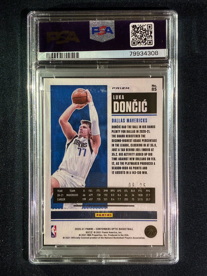 2020-21 Contenders Optic LUKA DONCIC Season Ticket Green Pulsar 8/25 #85 PSA 10 (308)