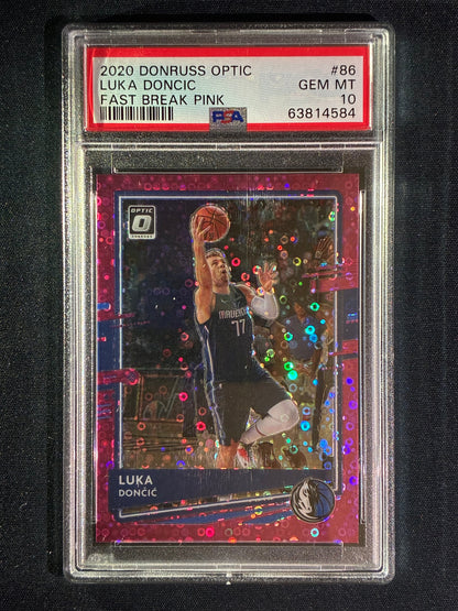2020-21 Donruss Optic LUKA DONCIC Fast Break Pink 9/20 #86 PSA 10 (584)