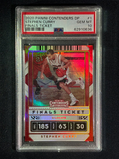 2020-21 Contenders Draft Picks STEPHEN CURRY Finals Ticket Gold Holo 8/10 #1 PSA 10 (636)