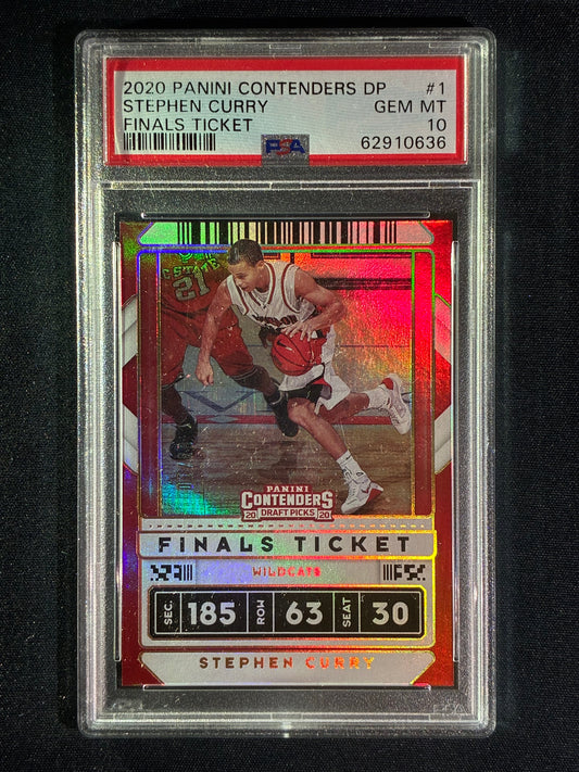 2020-21 Contenders Draft Picks STEPHEN CURRY Finals Ticket Gold Holo 8/10 #1 PSA 10 (636)